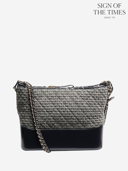 Sign of the Times Blue Navy And Grey 2018 Tweed Mixed Hardware Gabrielle Bag (H90836) | £5,769