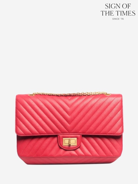 Sign of the Times Pink 2017 Chevron Double Flap Bag (H90837) | £3,023