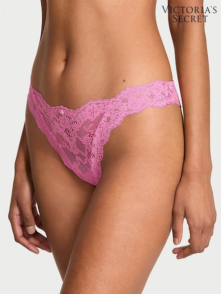 Victoria's Secret Rose Garden Pink Thong Lace Knickers (H91254) | £18