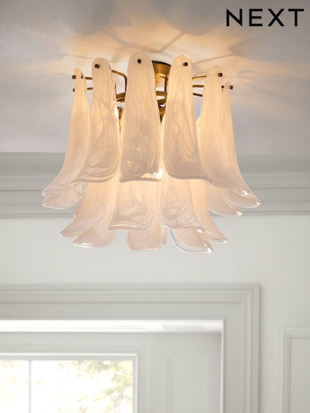 White Messina Flush Fitting Ceiling Light (H91295) | £199