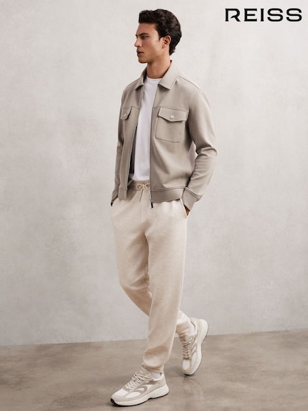Reiss Oatmeal Bell Jersey Drawstring Cuffed Joggers (H91399) | £110