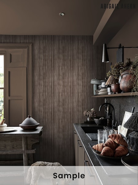 Abigail Ahern Deep Greige Linear Luxe A4 Wallpaper Sample (H91484) | £1.50