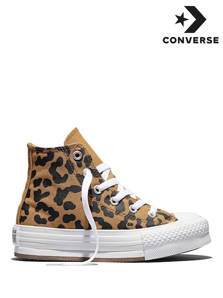 Converse Brown Chuck Taylor EVA Lift Leopard Trainers (H91546) | £50