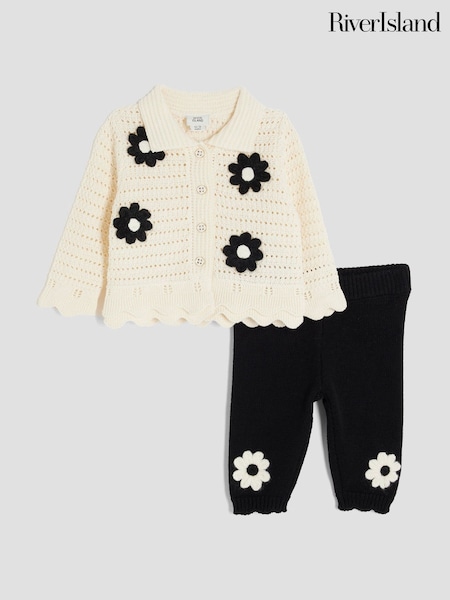 River Island Cream Baby Girls Mono Daisy Crochet Set (H91561) | £32