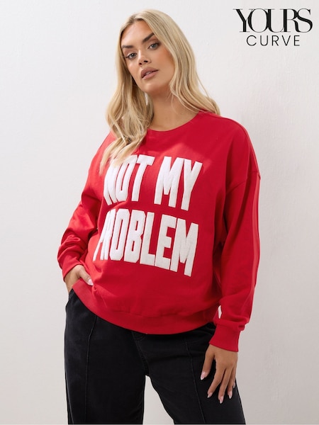 Yours Curve Red Not My Problem Crew Neck Jumper (H91619) | £29