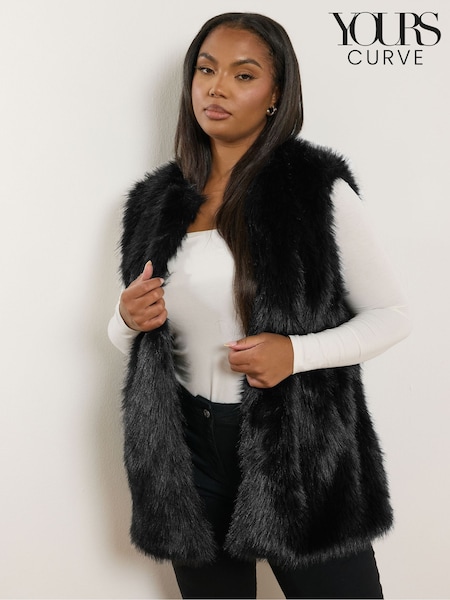 Yours Curve Black Fur Gilet (H91648) | £64