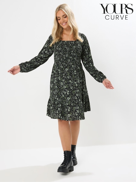 Yours Curve Green Shirred Mini Dress (H91683) | £34