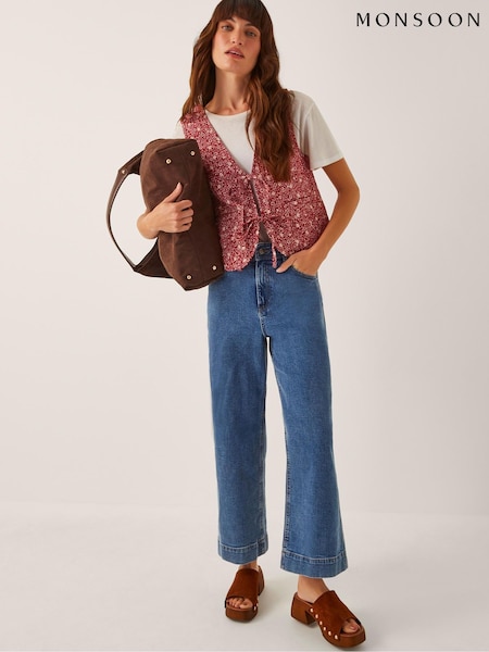 Monsoon Red Felipa Floral Print Waistcoat (H91730) | £49