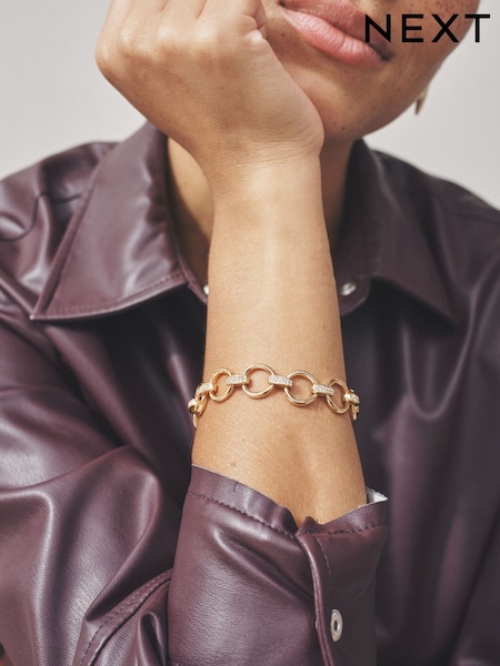 Gold Tone Sparkle Detail Chain Bracelet (H91800) | £15