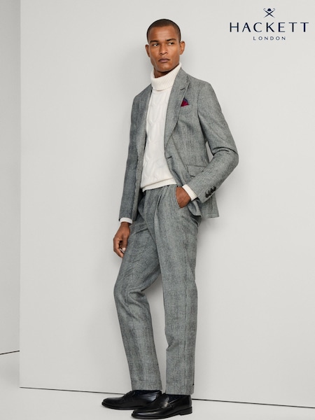 Hack Glen Check Peak Lapel Black Trouser (H91886) | £230