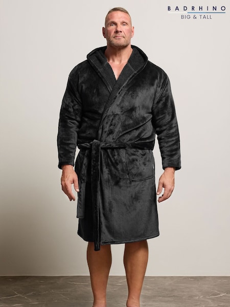 BadRhino Big & Tall Black Plush Dressing Gown (H91937) | £42