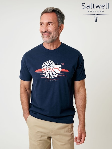Saltwell Blue Shell Graphic Print Crew Neck T-Shirt (H91967) | £20