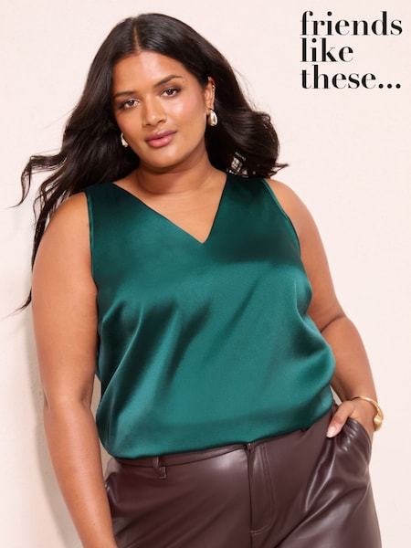 Friends Like These Teal Curve V-Neck Vest Top (H92114) | £23