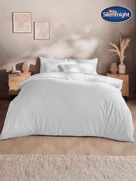 Silentnight White Cotton Rich T180 Washed Duvet Set (H92142) | £26 - £36