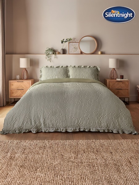 Silentnight Sage Supersoft Duvet Set Gingham (H92150) | £33 - £39