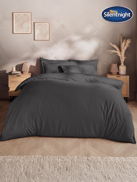Silentnight Charcoal Cotton Rich T180 Washed Duvet Set (H92152) | £26 - £36