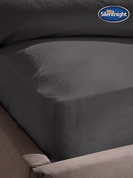 Silentnight Charcoal Cotton Rich T180 Washed Fitted Sheet (H92209) | £17 - £22