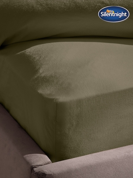 Silentnight Sage Cotton Rich T180 Washed Fitted Sheet (H92213) | £17 - £22