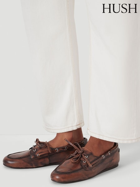 Hush Brown Leather Boat Shoes (H92315) | £120