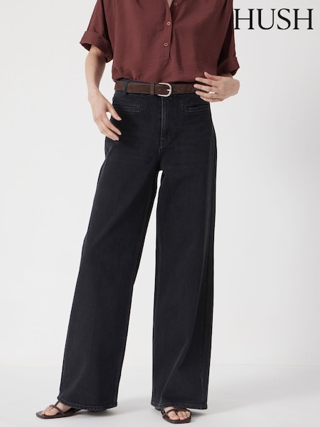 Hush Black Short Rowan Welt Pocket Flared Jeans (H92318) | £100