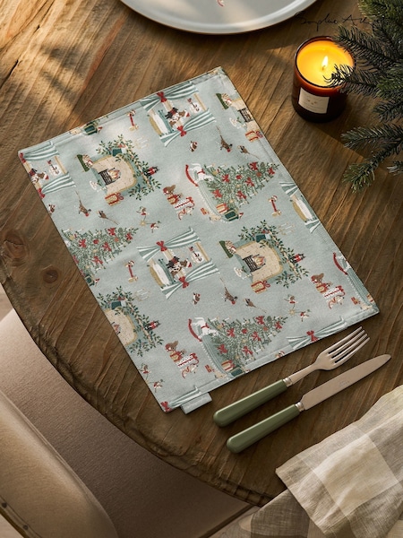 Sophie Allport Set of 2 Grey Blue Cosy Christmas Washable Placemats (H92402) | £23