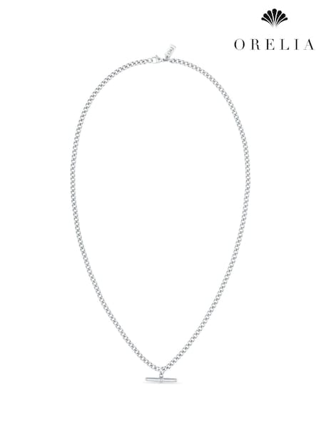 Orelia London Silver Plated Curb Chain T-bar Drop Necklace (H92432) | £30
