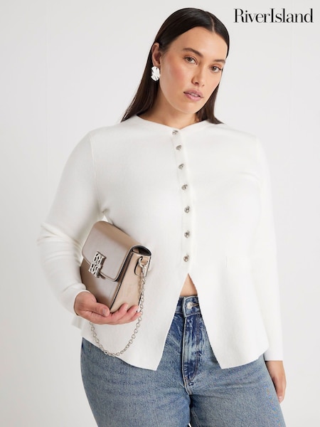 River Island White Button up Cardigan (H92502) | £39