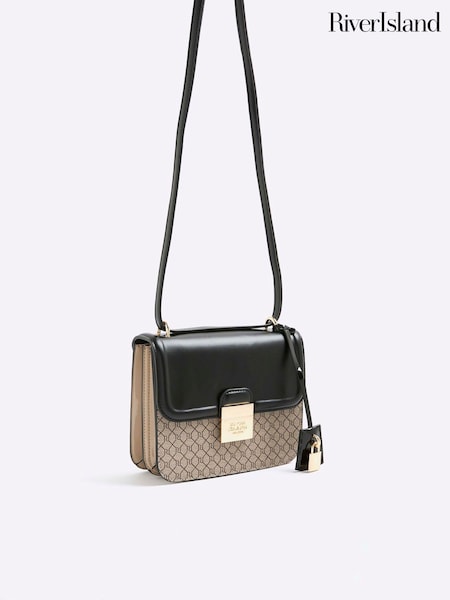 River Island Black Lock Front Satchel Cross-Body Bag (H92511) | £36