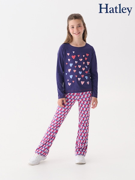 Hatley Blue Falling Hearts Long Sleeve T-Shirt (H92746) | £22