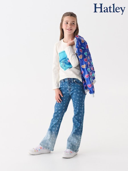 Hatley Blue Hearts Flared Leg Denim Jeans (H92763) | £47