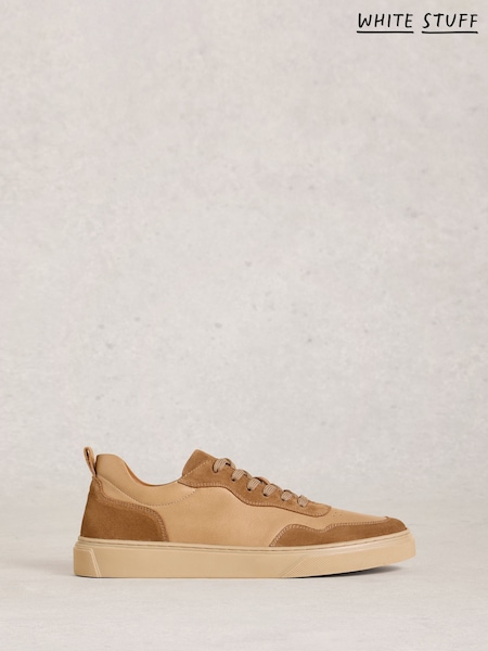 White Stuff Brown Les Leather Lace Up Sneakers (H92798) | £69