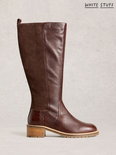 White Stuff Brown Serena Leather Knee High Boots (H92811) | £140