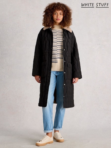 White Stuff Black Nolan Quilted Coat (H92814) | £120