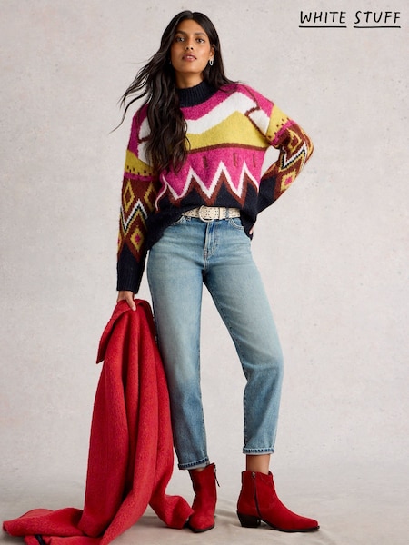 White Stuff Pink Alice Abstract Jumper (H92851) | £69
