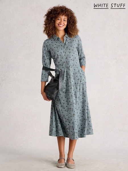 White Stuff Blue Rua Jersey Shirt Dress (H92865) | £65