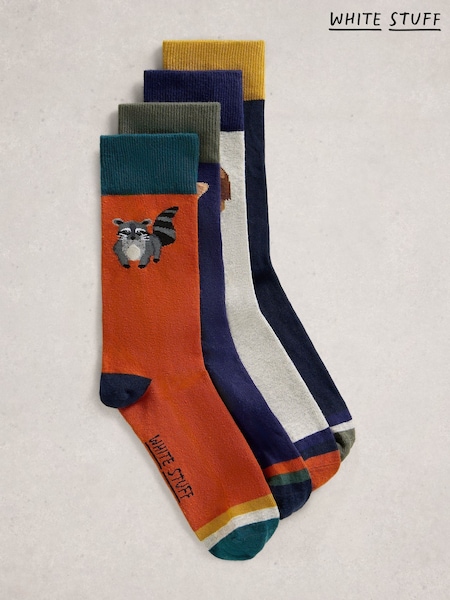 White Stuff Blue Woodland Ankle Socks 4 Pack (H92877) | £22