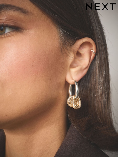 Gold/Silver Mixed Metal Hoop Earrings (H93025) | £15