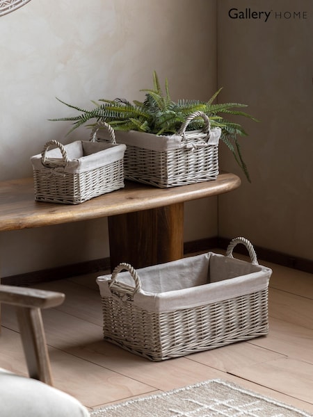 Gallery Home Set of 2 Natural Lined Woven Willow Baskets (H93153) | £44