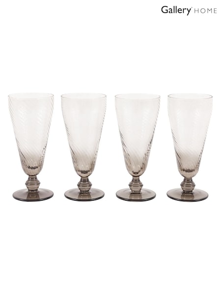 Gallery Home Grey Set of 4 Smoked Swirl Flute Glasses (H93154) | £36