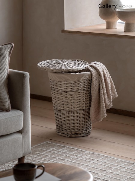Gallery Home Set of 2 Natural Lined Round Woven Laundry Baskets (H93161) | £44