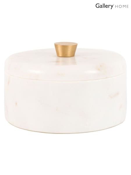 Gallery Home White Marble Round Storage Box (H93163) | £35