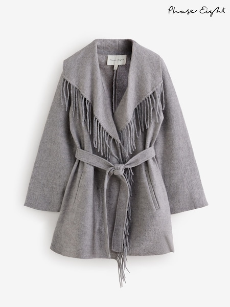 Phase Eight Grey Lisa Tassel Coat (H93223) | £149