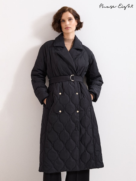 Phase Eight Black Sukie Maxi Puffer Jacket (H93229) | £189