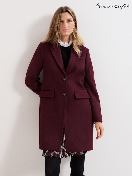 Phase Eight Red Lydia Wool Coat (H93258) | £199