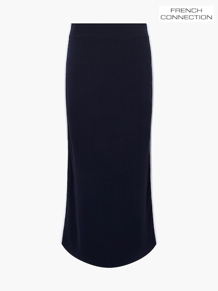 French Connection Blue Ottie Midi Back Slit Skirt (H93311) | £75