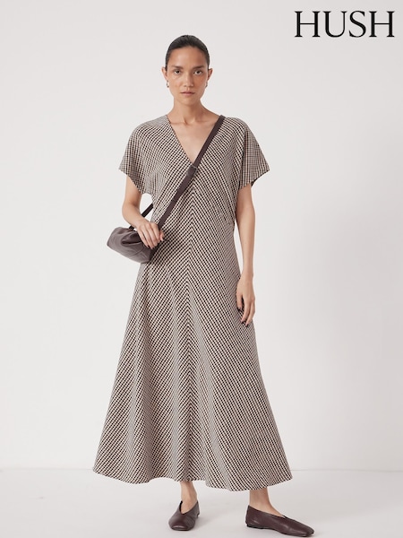 Hush Brown Grace Jersey V-Neck Maxi Dress (H93382) | £90