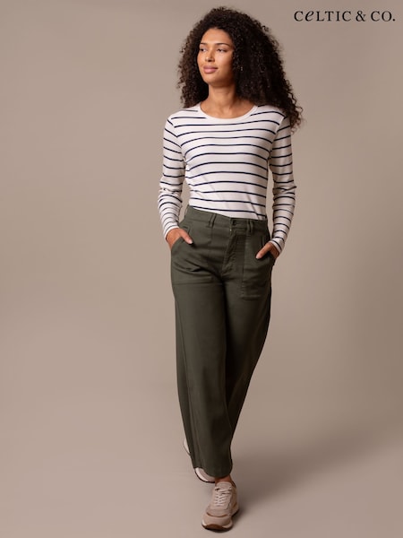 Celtic & Co. Green Wide Leg Pleat Front Trousers (H93388) | £105