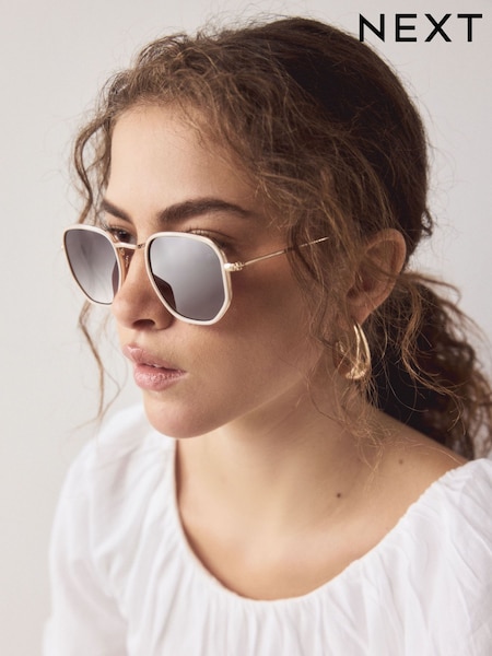 Bone Round Metal Sunglasses (H93511) | £16