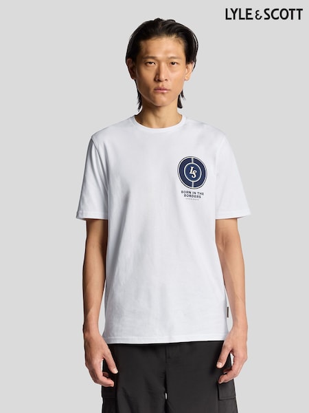 Lyle & Scott White Born In The Borders Graphic Print T-Shirt (H93540) | £35