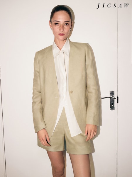 Jigsaw Cream Irish Linen Edge Blazer (H93581) | £265